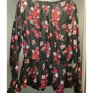 Ann Taylor Factory Floral Peplum Blouse